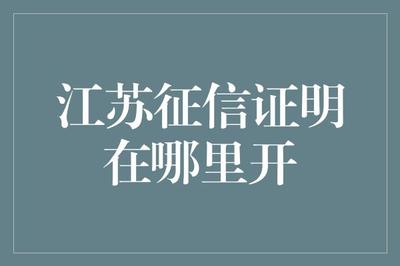 江蘇征信證明獲取指南 企業(yè)信用調(diào)查與評(píng)估的完整流程